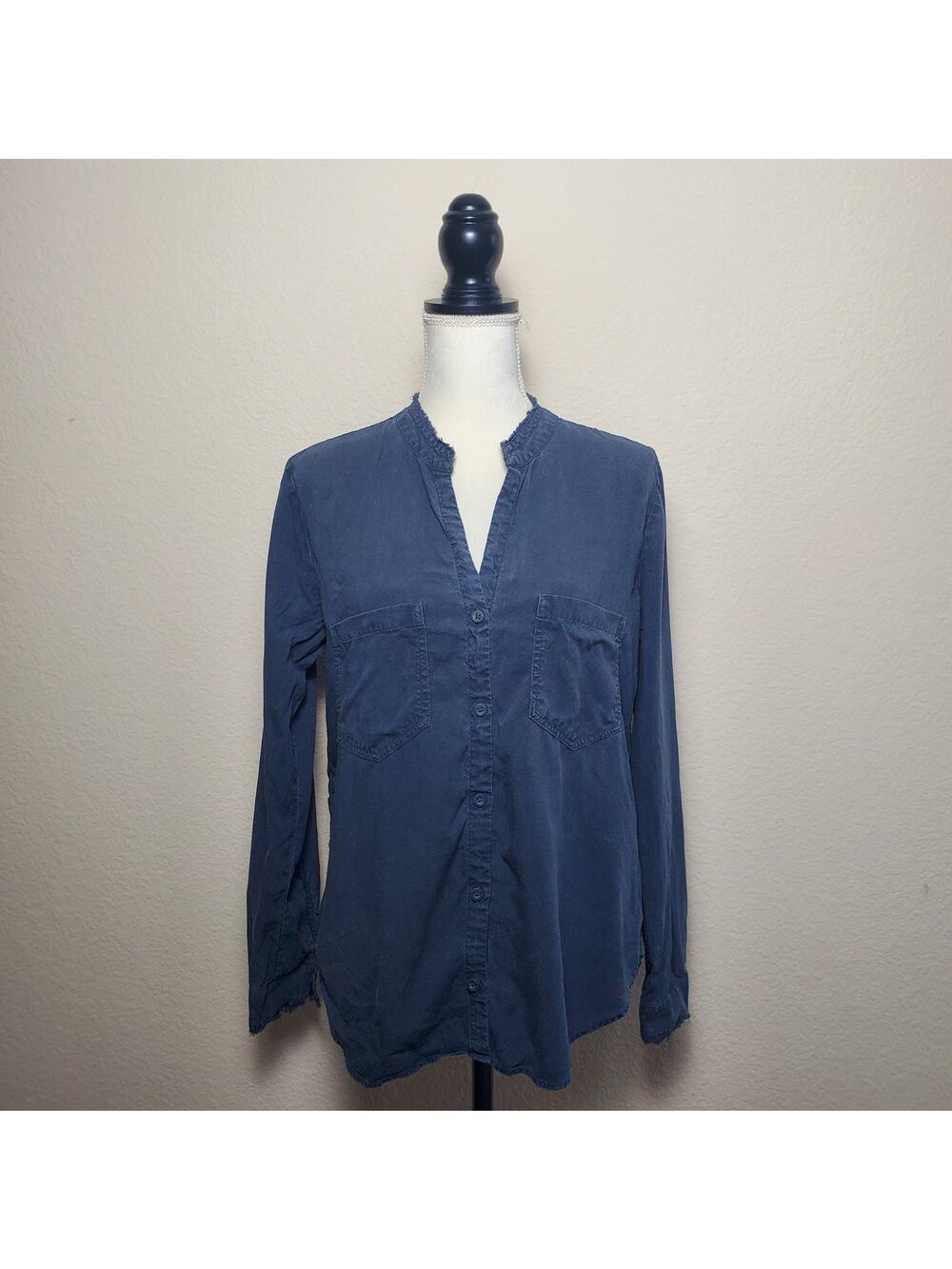 Anthropologie Navy Button Down Blouse Medium